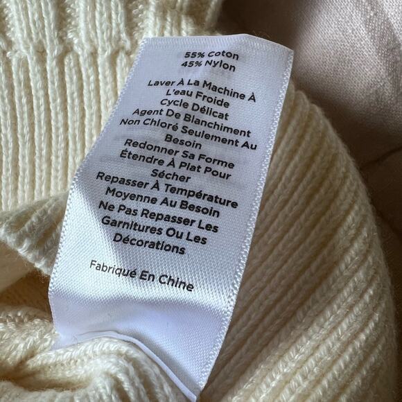 Talbots Cream Navy Trim V Neck Rib Knit Cardigan Sweater Old Money Preppy - XL - Picture 9 of 9